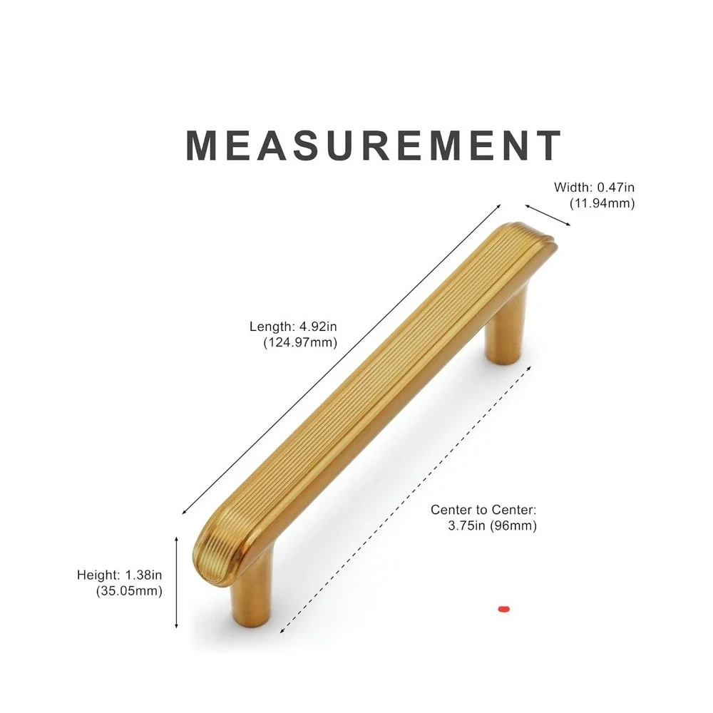 10 Pack Gold Cabinet Handles 3.75 Inch (96 mm) - Simply Modern Knurled...